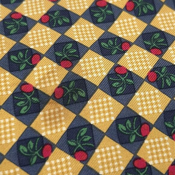 Liberty of London Yellow and Blue floral Silk Tie - Picture 2 of 4